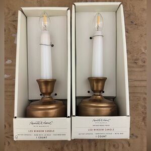 Set of 2 Hearth & Hand LED Candles with White and Brass Finish